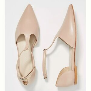 Freda Salvador T-Strap Flats Nude leather upper women size 6.5 new